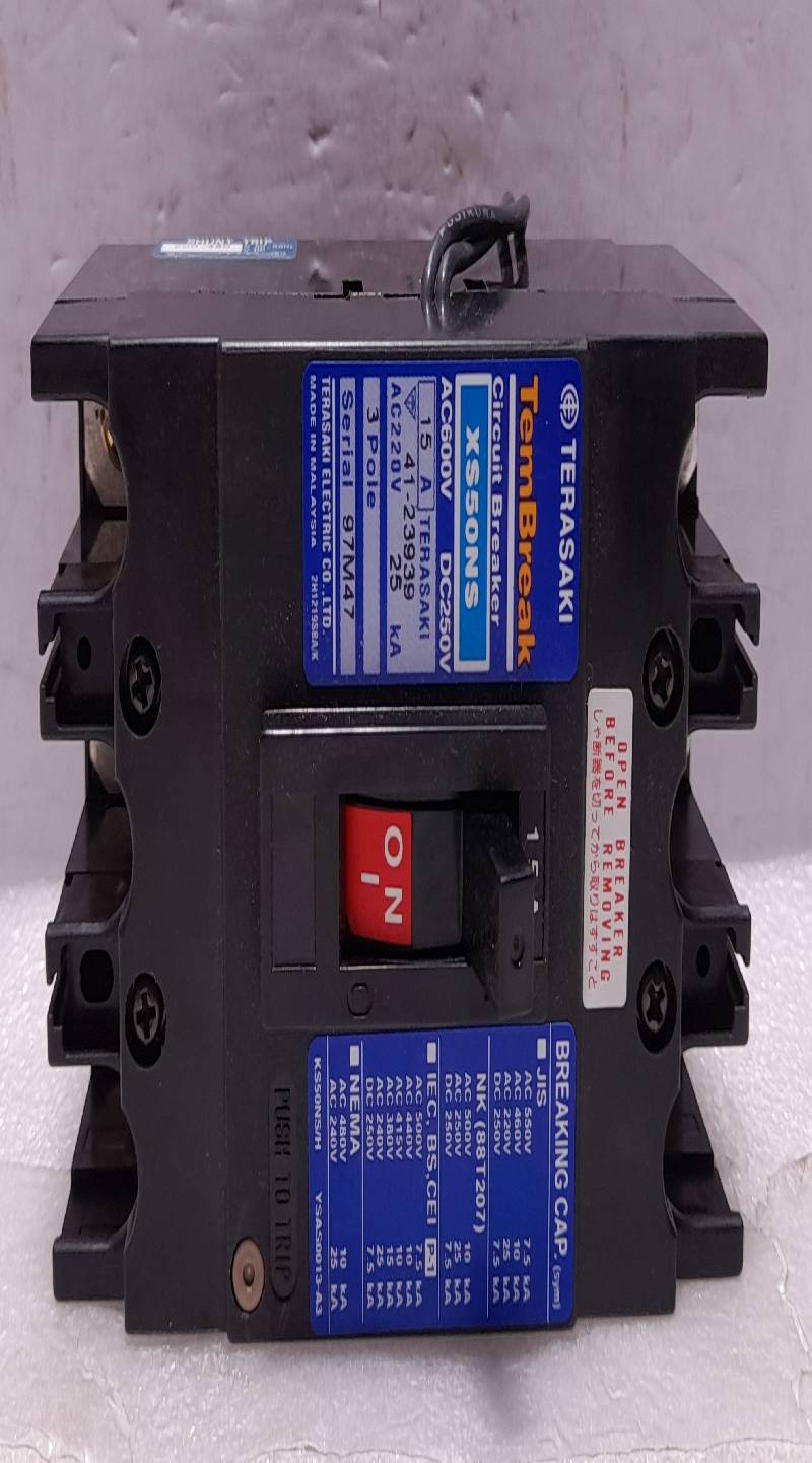 Terasaki Electric XS50NS TemBreak Circuit Breaker 15Amp 3POLE AC220V 50/60Hz 