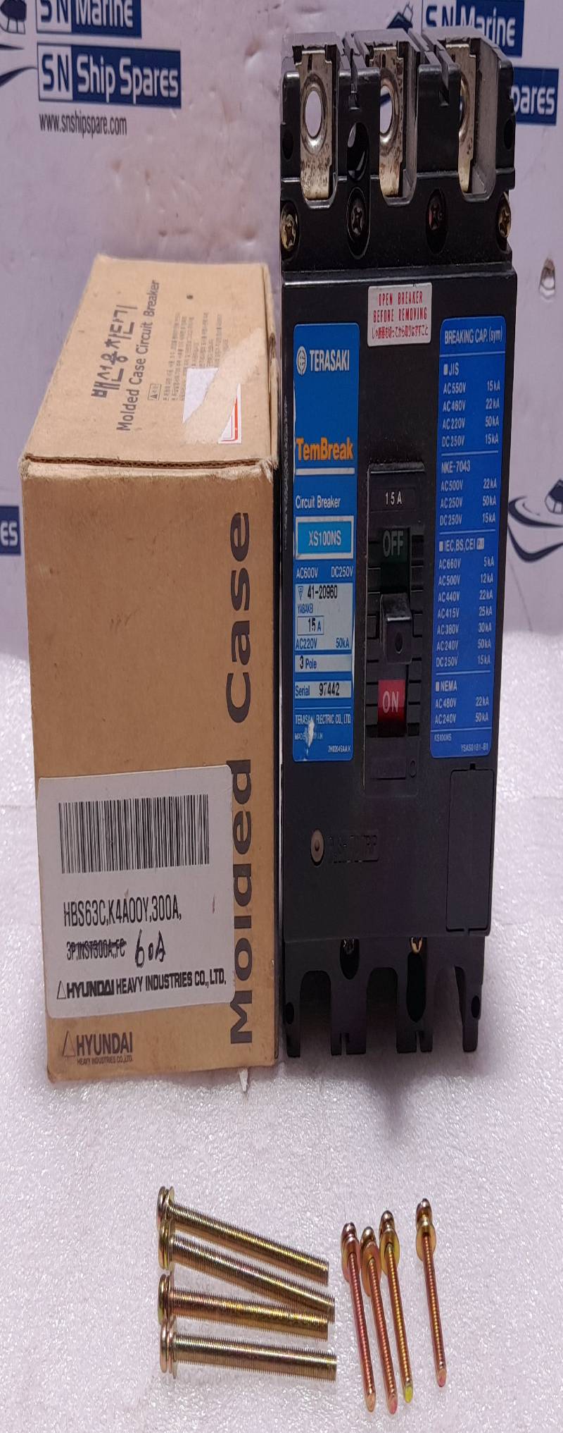 Terasaki Electric XS100NS TemBreak Circuit Breaker 15A 3P AC200V 50KA