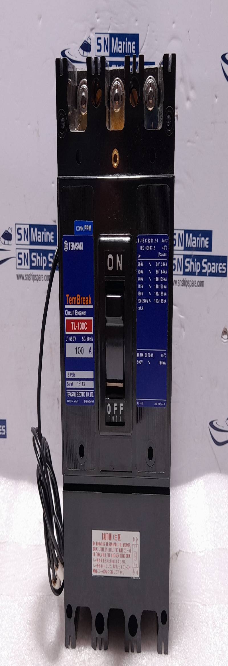 Terasaki Electric TL-100C TemBreak Circuit Breaker 100A 3P 690V 50/60Hz