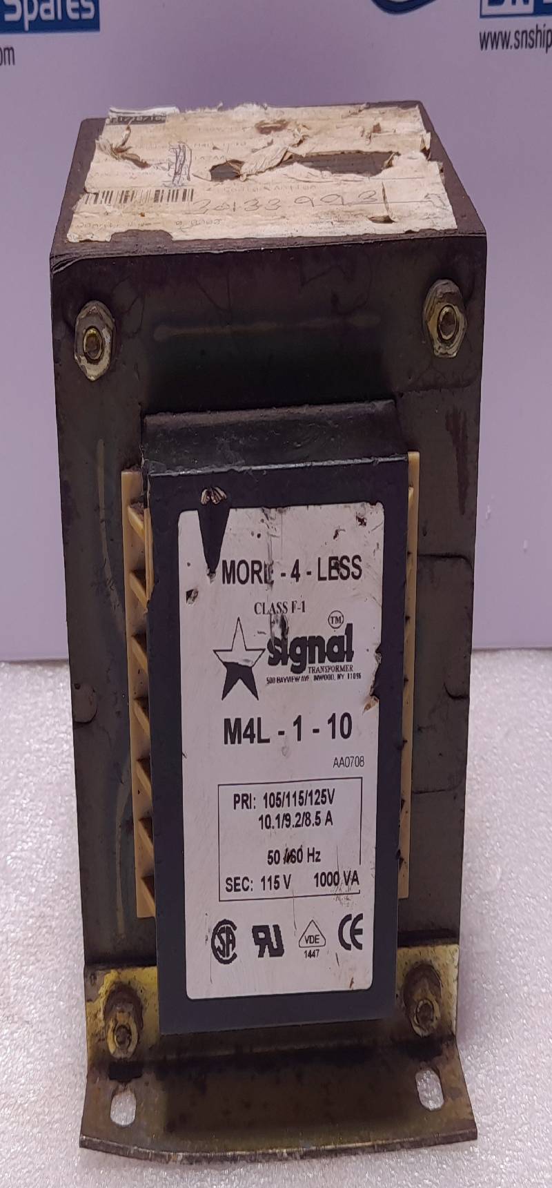 SIGNAL TRANSFORMER M4L-1-10 PRI: 105/115/125V 10.1/9.2/8.5A SEC: 115V 1000VA