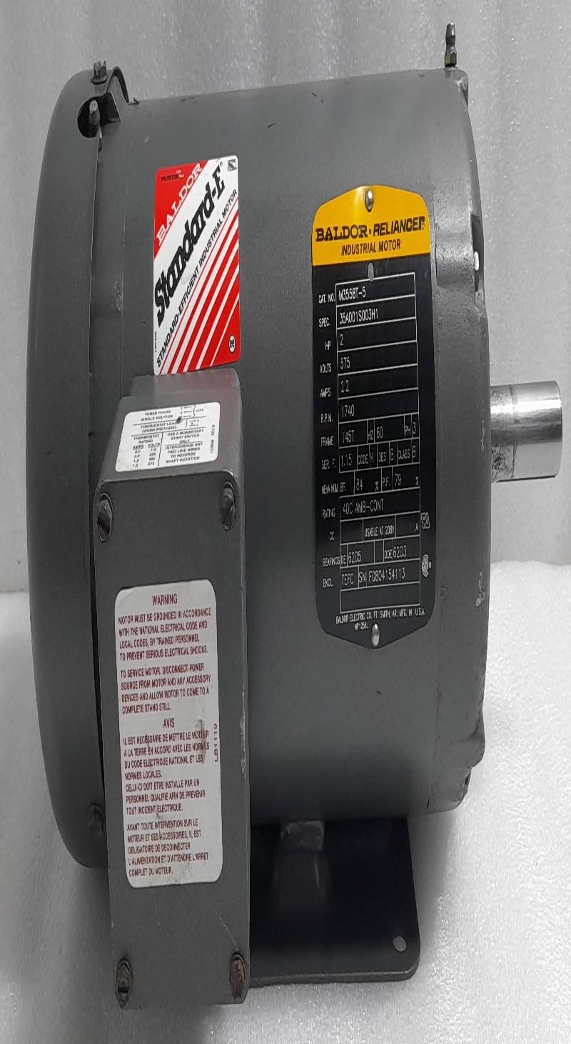 BALDOR ELECTRIC M3558T-5 Industrial Motor 35A001S003H1 2HP 575Volts 1740RPM 3PH Code K Class B Rev D