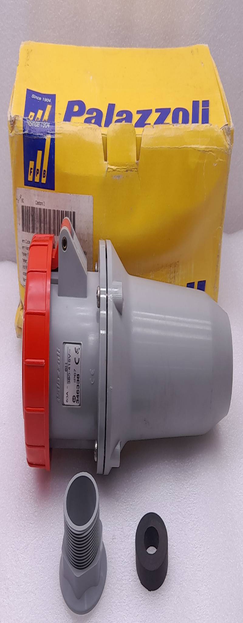 Palazzoli 346 338 Movable Straight Watertight Socket 3P+ 63A 380-415~ 50/60Hz