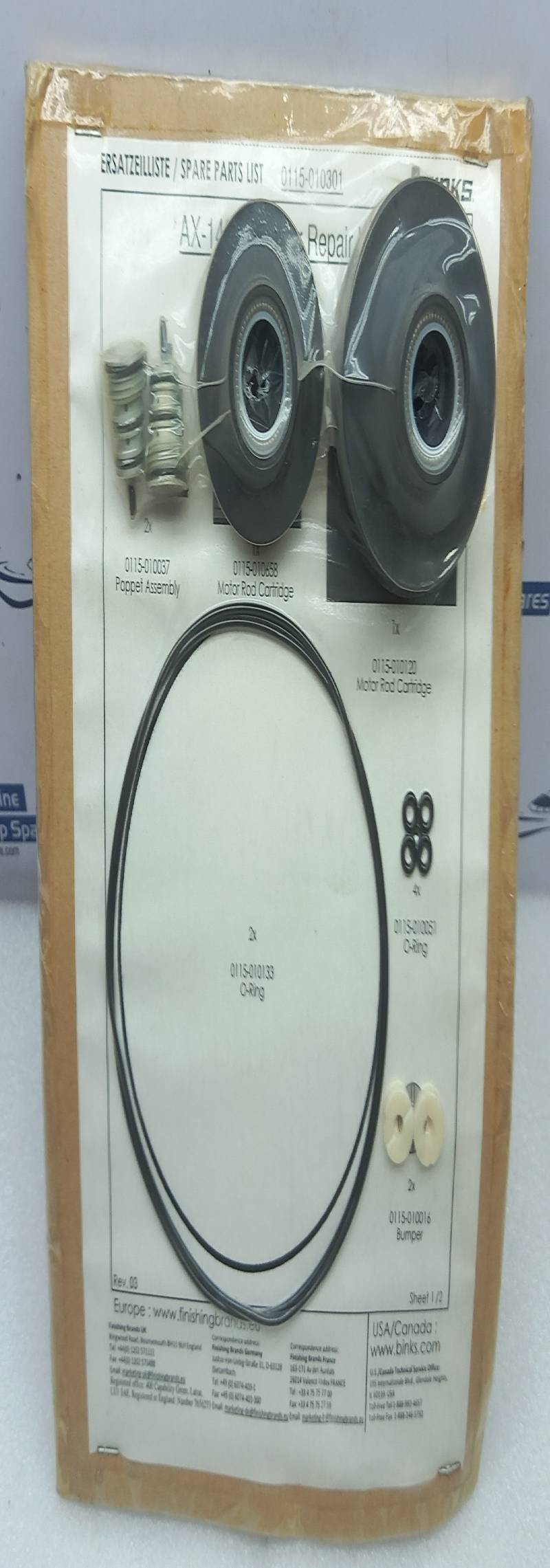 Binks 0115-010301 AX-140 Air Motor Repair Kit