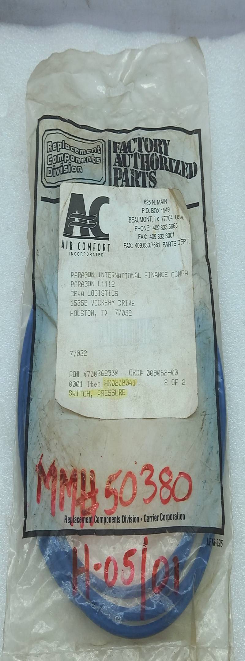 Air Comfort HK02ZB041 Pressure Switch For Air Conditioner