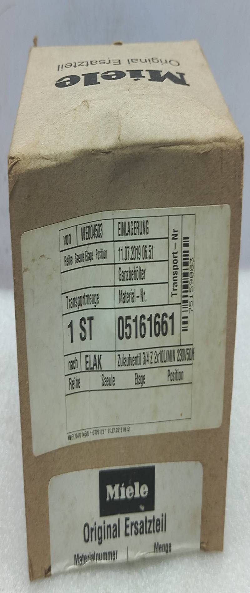 Miele 5 161 661 Inlet Valve 3/4Inch 2x10L/Min 230V 50/60Hz