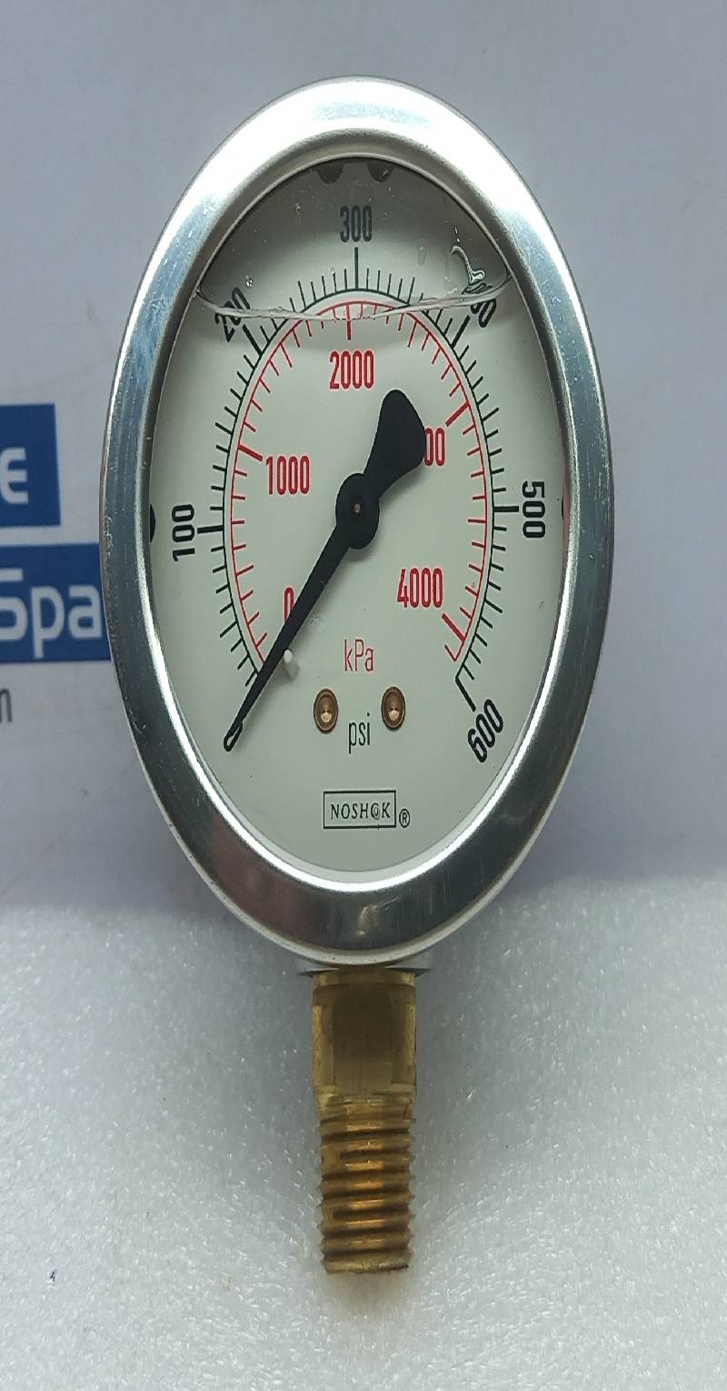 Noshok 25-901-600 Pressure Gauge 0-600Psi 0-4000kPa Marsh J7664P