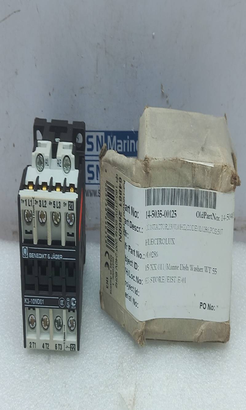 Benedikt & Jager K3-10ND01 Contactor 180-210V 50Hz 200-240V 60Hz Electrolux 0L0286