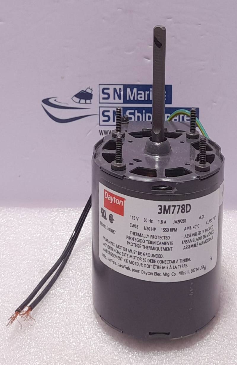Dayton 3M778D Motor Shaded Pole 1550RPM 1/20HP 115V 60Hz 1.8A 1Ph JA2P81