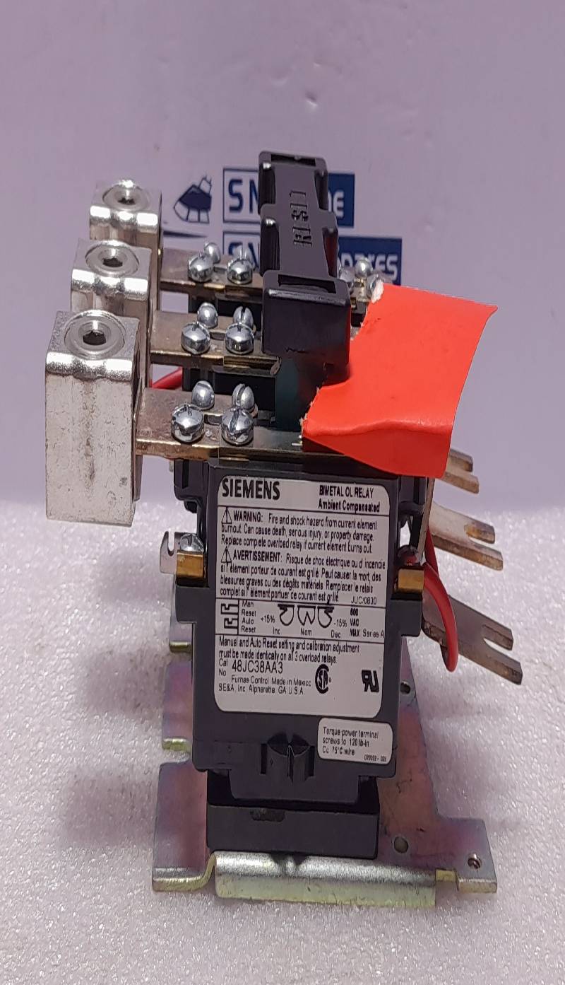 Siemens 48JC38AA3 Ser A Bimetal OL Relay Amp Rating 165 Poles 3 Size 4