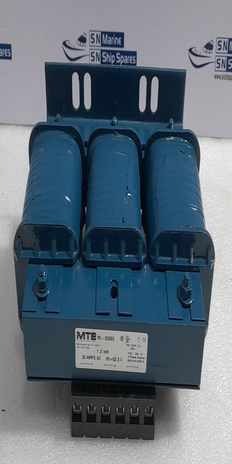MTE RL-03503 3 Phase Reactor 1.2mH 35A AC Ith 52.5A 600V Max 50/60Hz