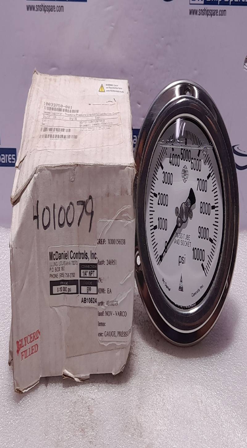 McDaniel Controls 0-10000 PSI ½” NPT Pressure Gauge NOV Varco 4010079