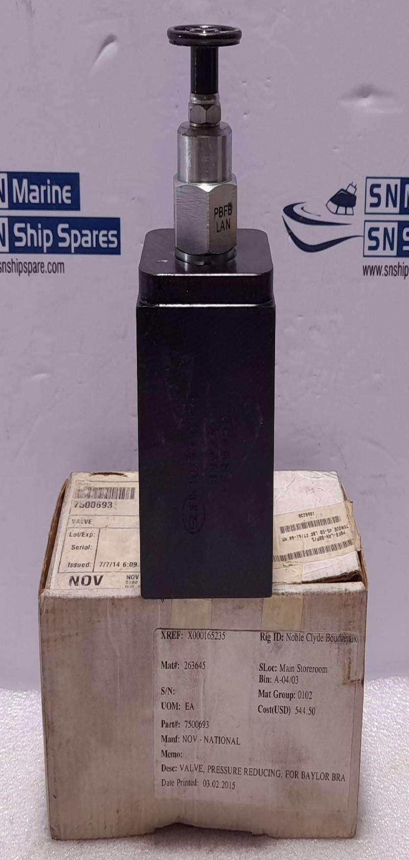 Sun Hydraulics BBP/S With PBFB-LAN NOV 7500693 Pressure Reducing Valve