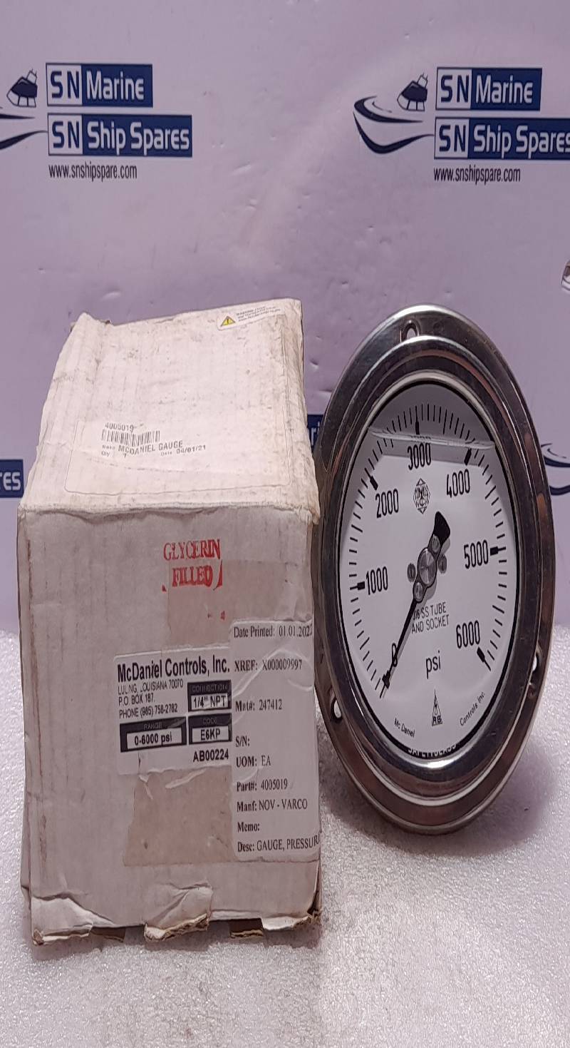 McDaniel Controls 0-6000 PSI ¼” NPT Pressure Gauge NOV 4005019