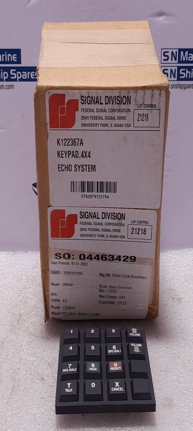 Federal Signal K122367A Keypad 4X4 Echo System 122367A Rev A4