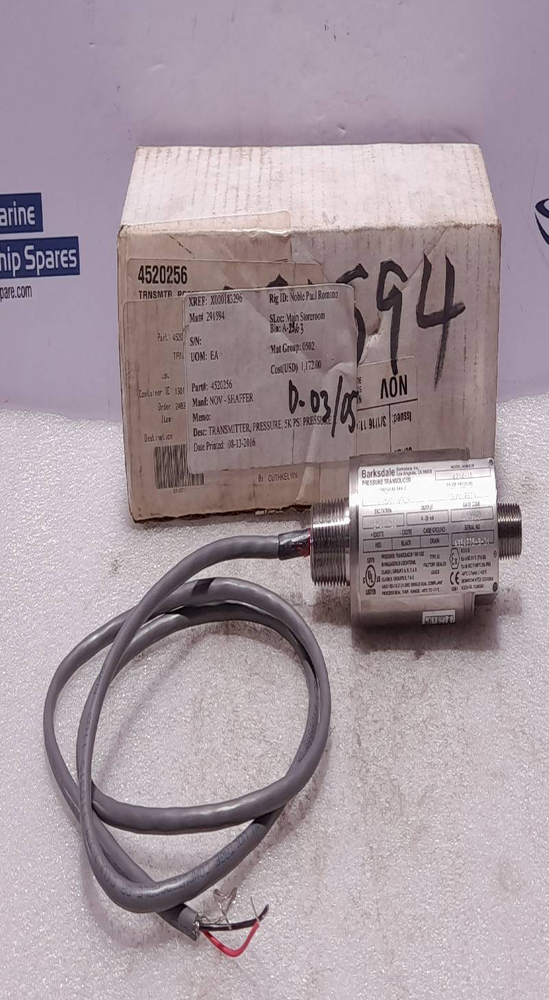Barksdale 425X-15 Pressure Transducer NOV 4520256 Range 0-5000 PSIG