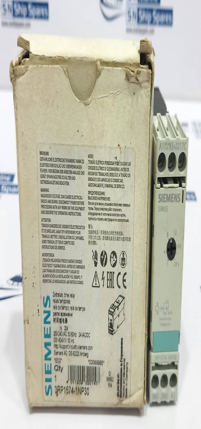 Siemens 3RP1574-1NP30 Time Relay Module 200-240Vac 50/60Hz 24Vac/DC