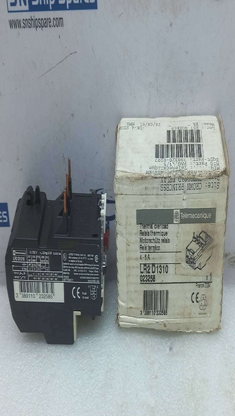 Telemecanique LR2 D1310 Thermal Overload Relay 4-6A Ui 750V~ Ith 5A