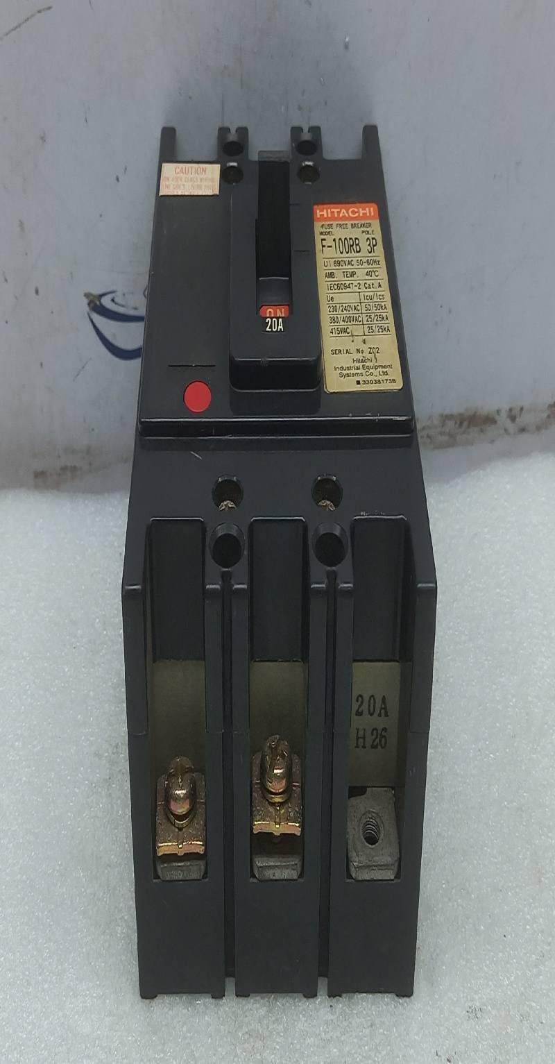 Hitachi F-100RB Fuse Free Breaker 3Pole 20A Ui:690VAC 50-60Hz Cat.A