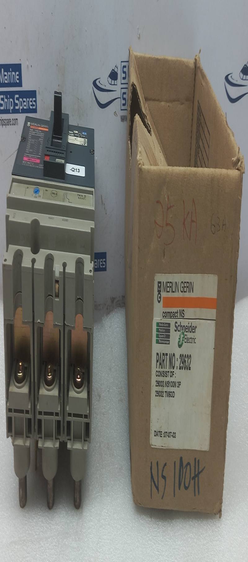 Merlin Gerin 29632 Circuit Breaker NS100N 3P TM63D