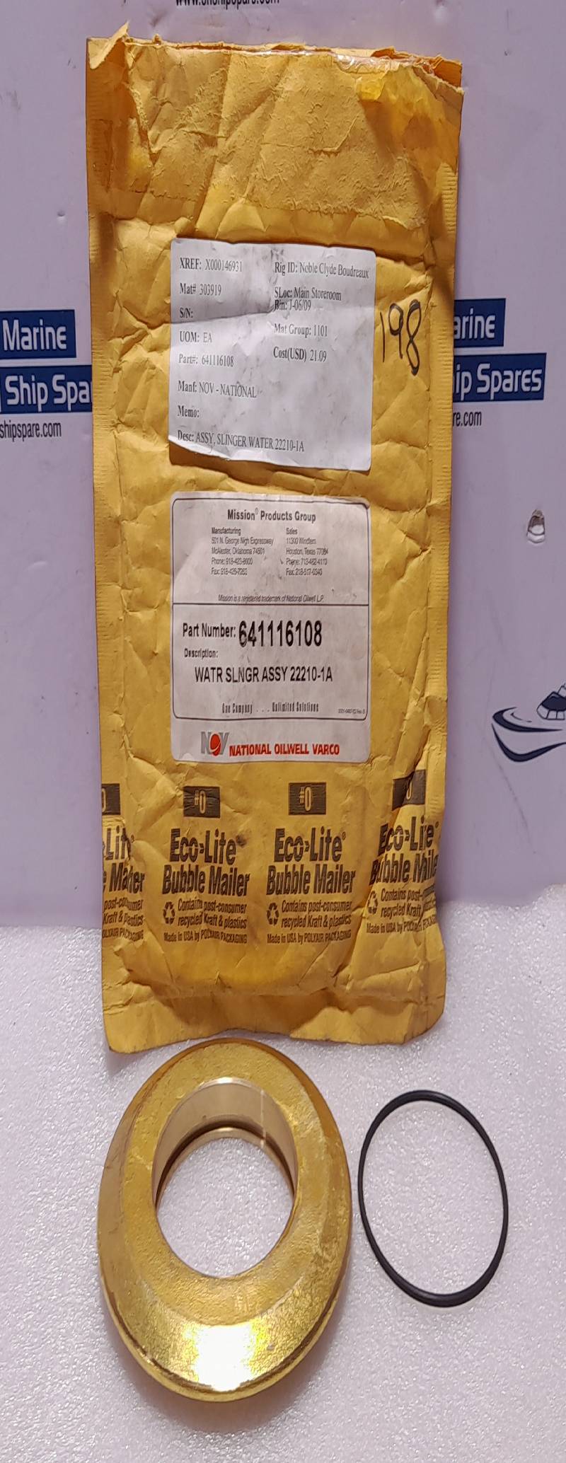 National Oilwell Varco 641116108 Water Slinger Assembly 22210-1A