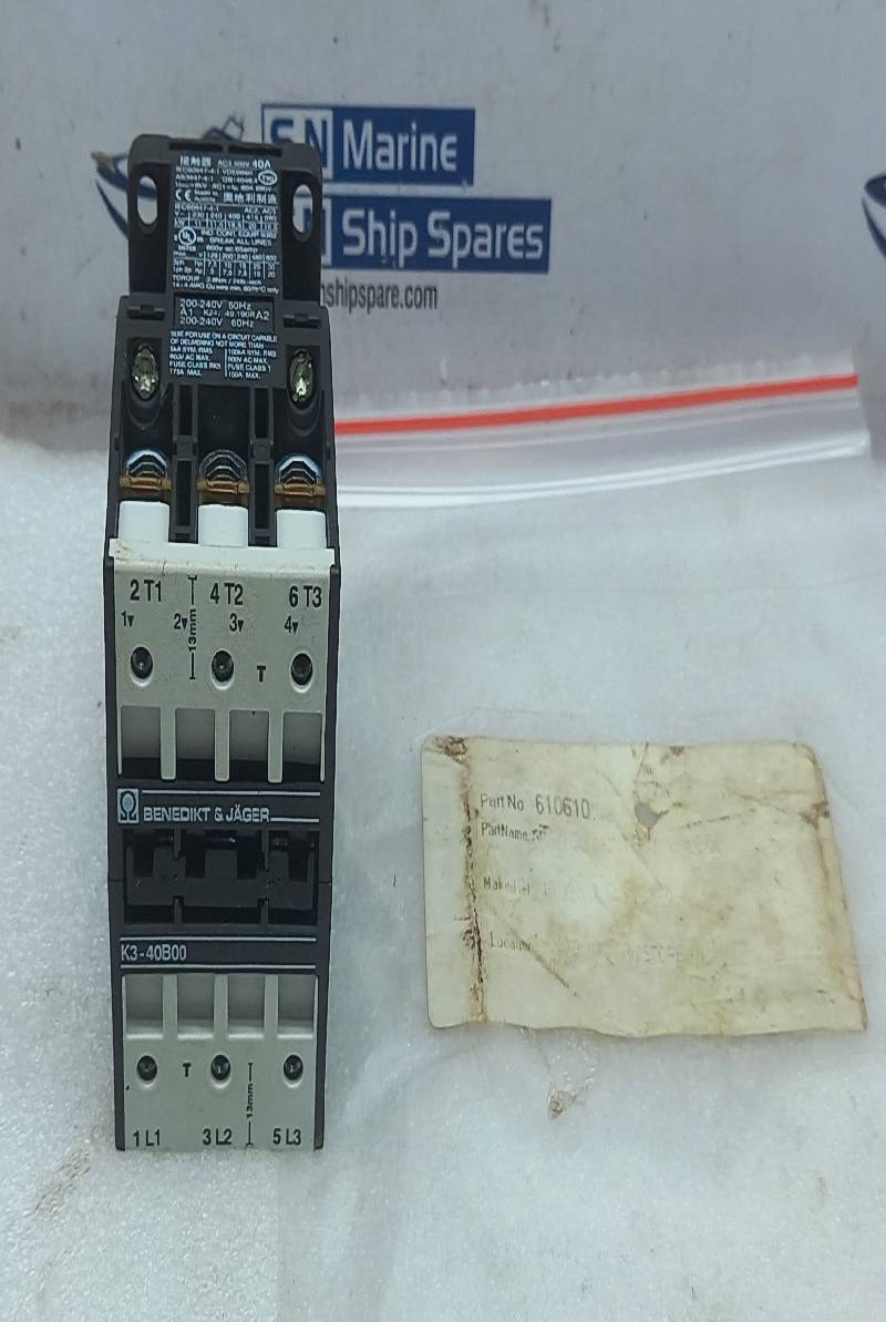 Benedikt & Jager K3-40B00 Electrical Contactor 200-240V 50Hz 200-240V 60Hz