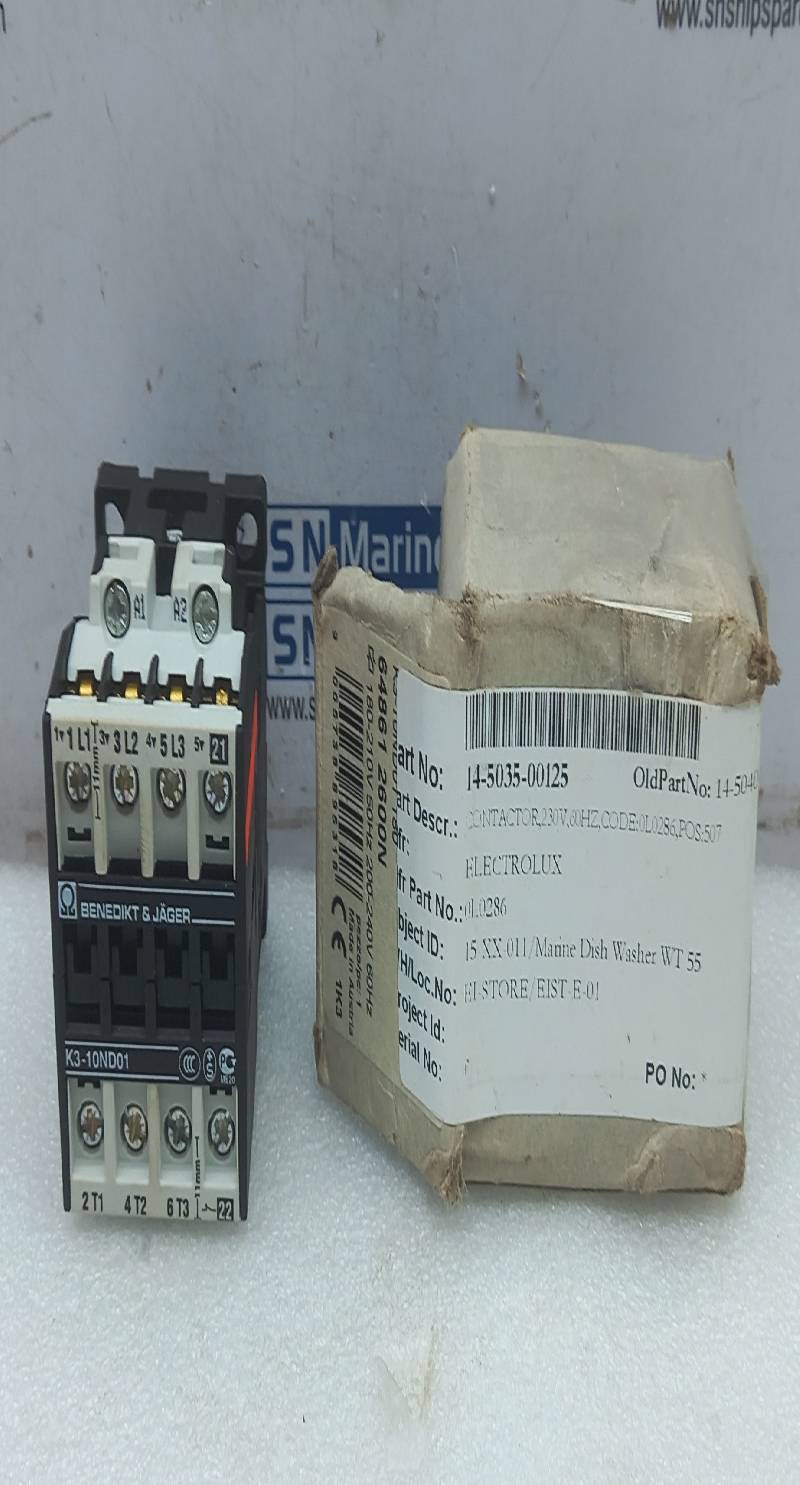 Benedikt & Jager K3-10ND01 Contactor 180-210V 50Hz 200-240V 60Hz Electrolux 0L0286