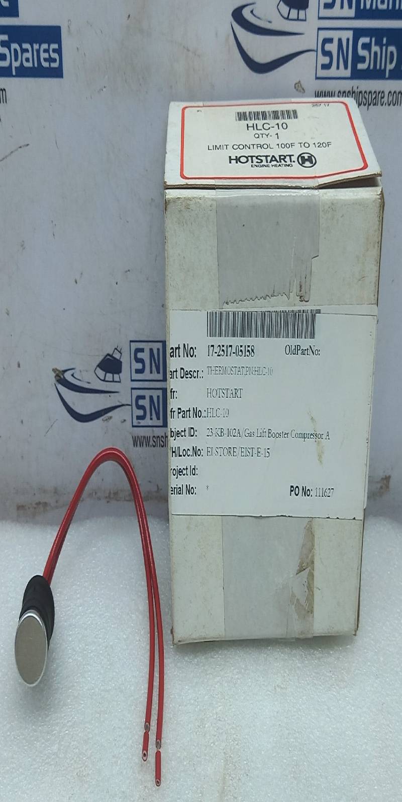 Hotstart HLC-10 Limit Control Thermostat 100F TO 120F 17-2517-05158