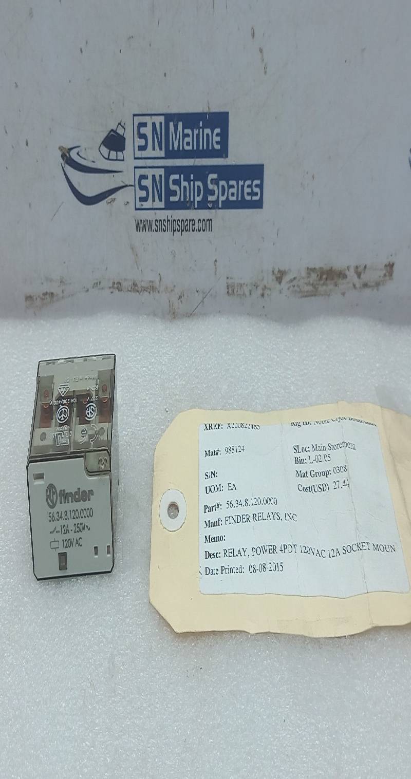 Finder 56.34.8.120.0000 4PDT Power Relay 12A-250V~ 120V AC 2PCs In Lot