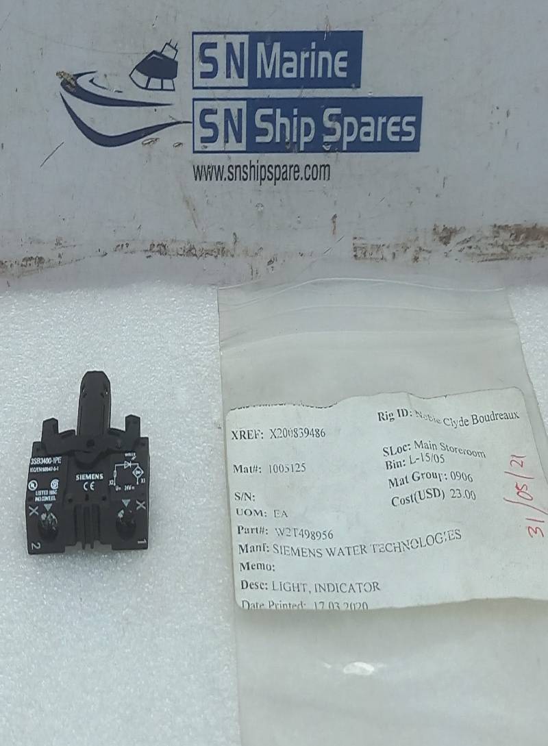 Siemens 3S3B3400-1PE LED Lamp Holder 24V Siemens Water W2T498956 2PCs In Lot