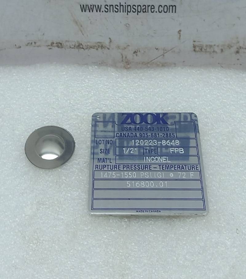  ZOOK FPB Rupture Pressure-Temperature Size ½ 120223-8648  5PCs In Lot