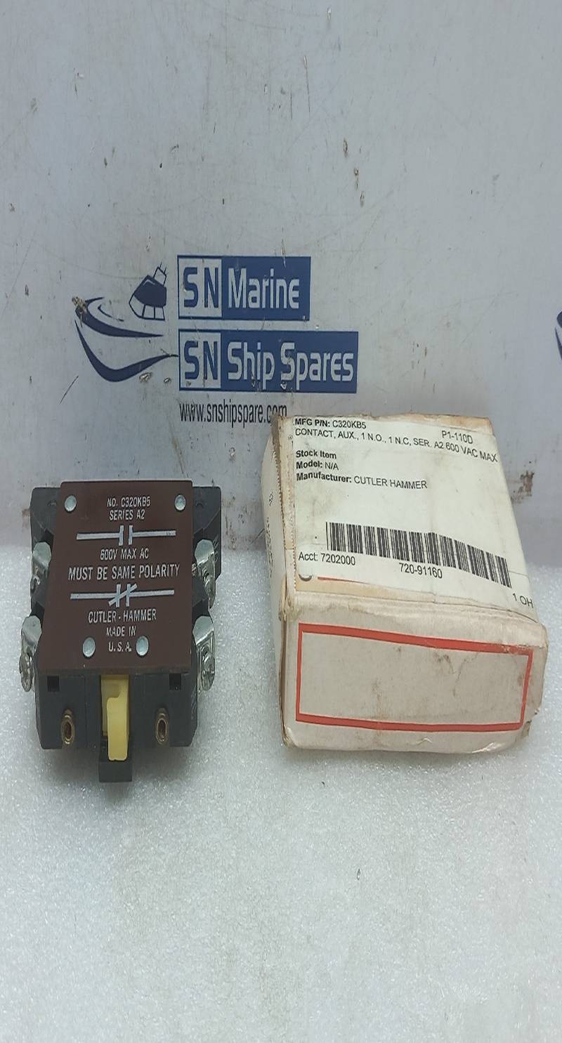 Cutler-Hammer C320KB5 Auxiliary Contact Block Series A2 600V Max AC