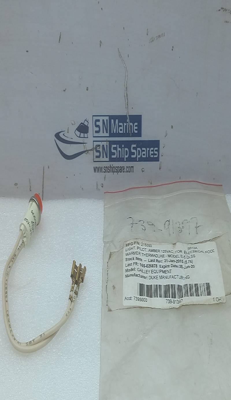 Duke Manufacturing 215550 Electrical Amber Pilot Light 125VAC 25V~3W