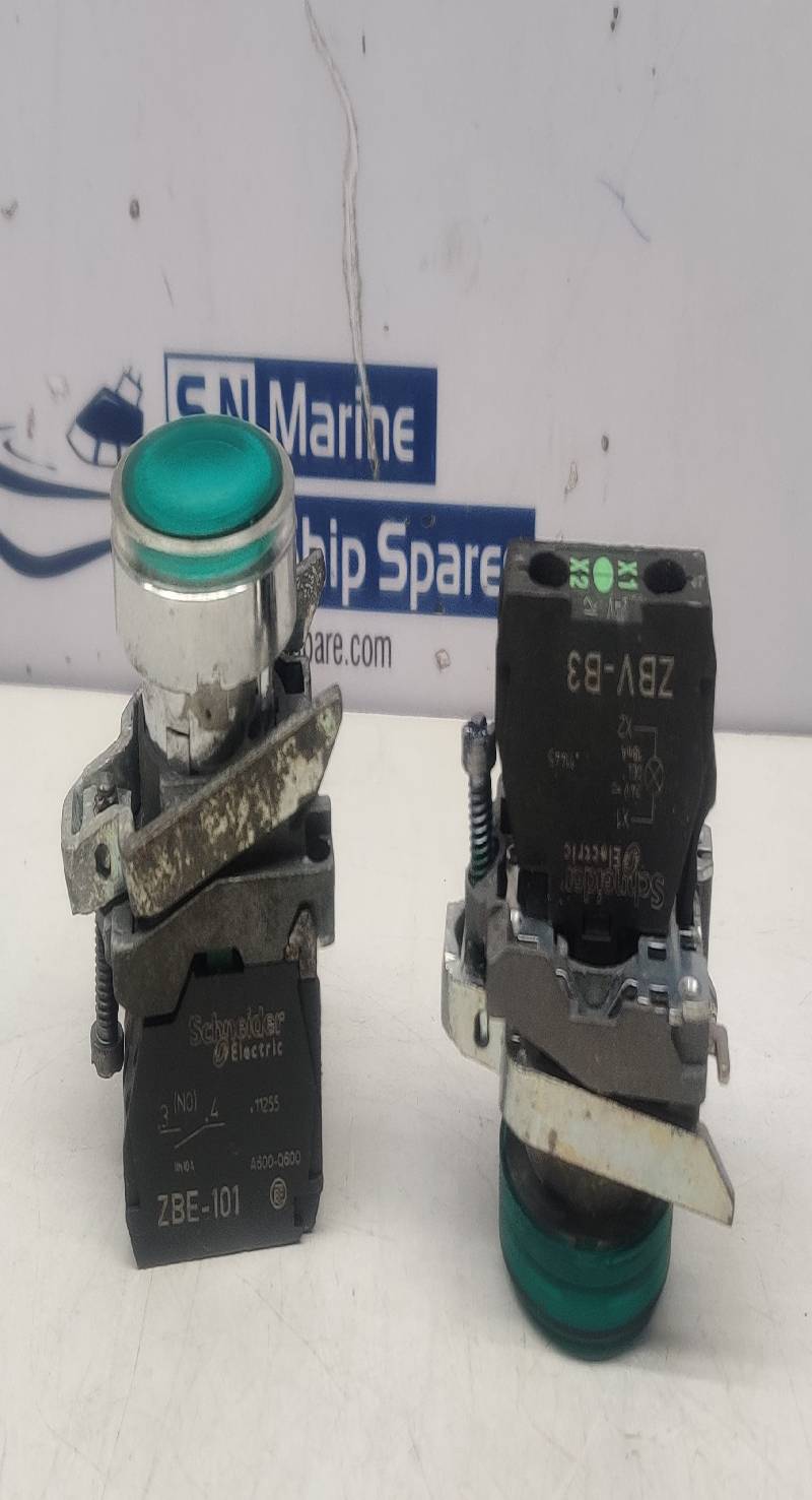 Schneider Electric ZBE-101, ZBV-B3 Pushbutton A600-Q600 2PCs In Lot