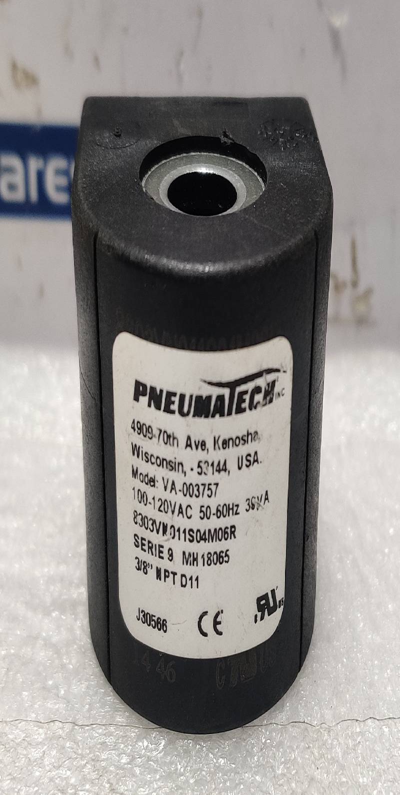 PNEUMATECH VA-003757 Solenoid Valve Coil 100-120VAC 50/60Hz 3/8” NPT D11