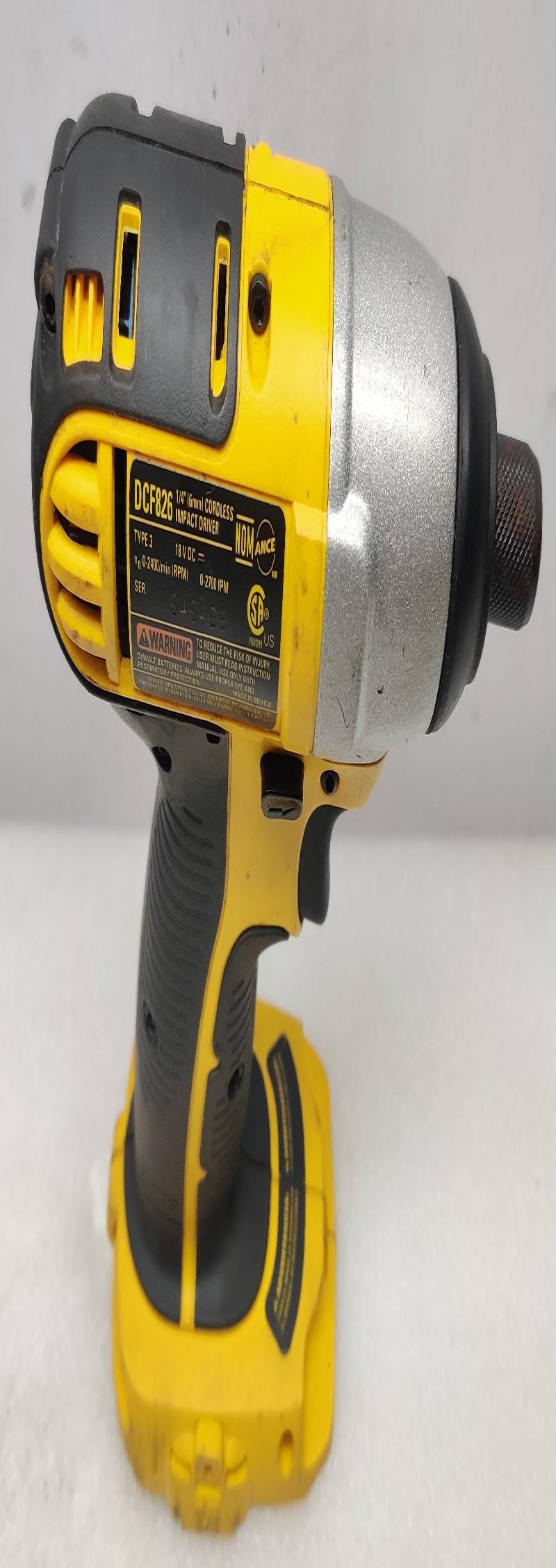 DEWALT DCF826 CORDLESS IMPACT DRIVER 18V DC 0-2700IPM ¼” (6mm)  Made In Mexico 