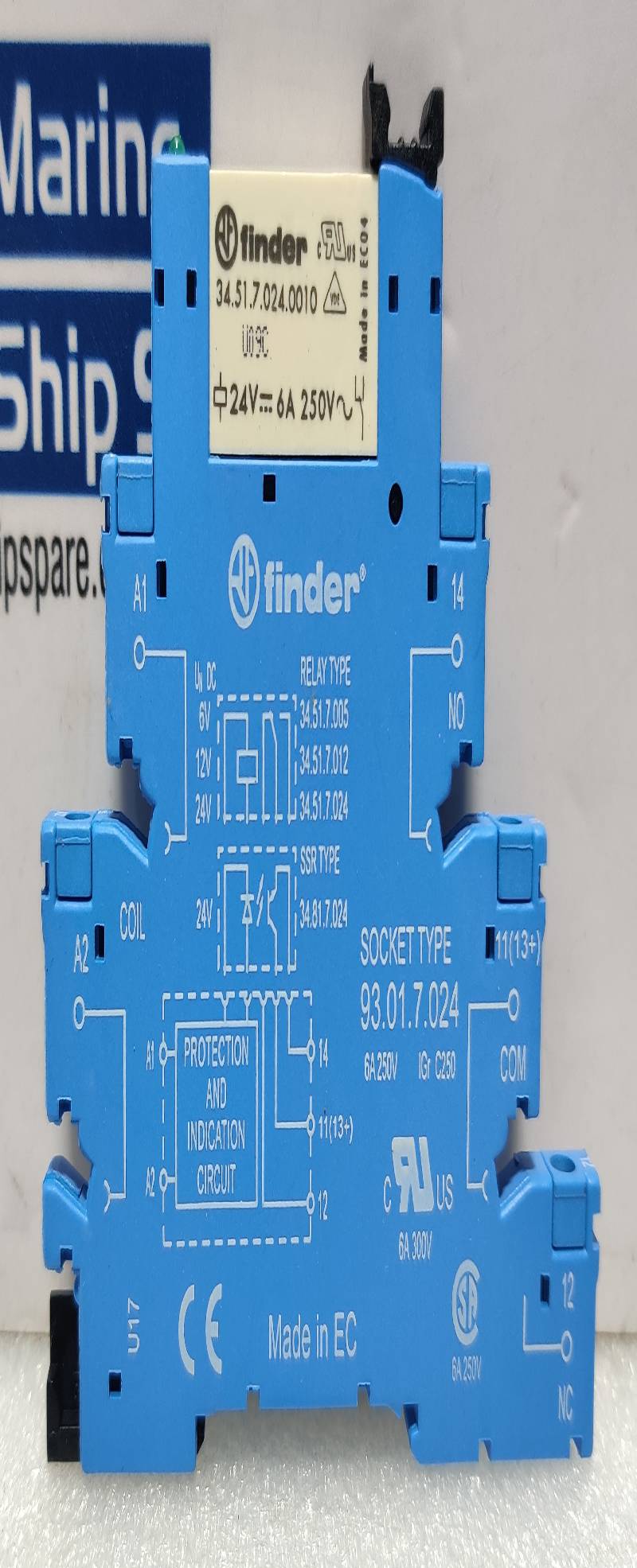 Finder 93.01.7.024 Relay Socket 6A 250V With 34.51.7.024.0010 24V 6PCs In Lot