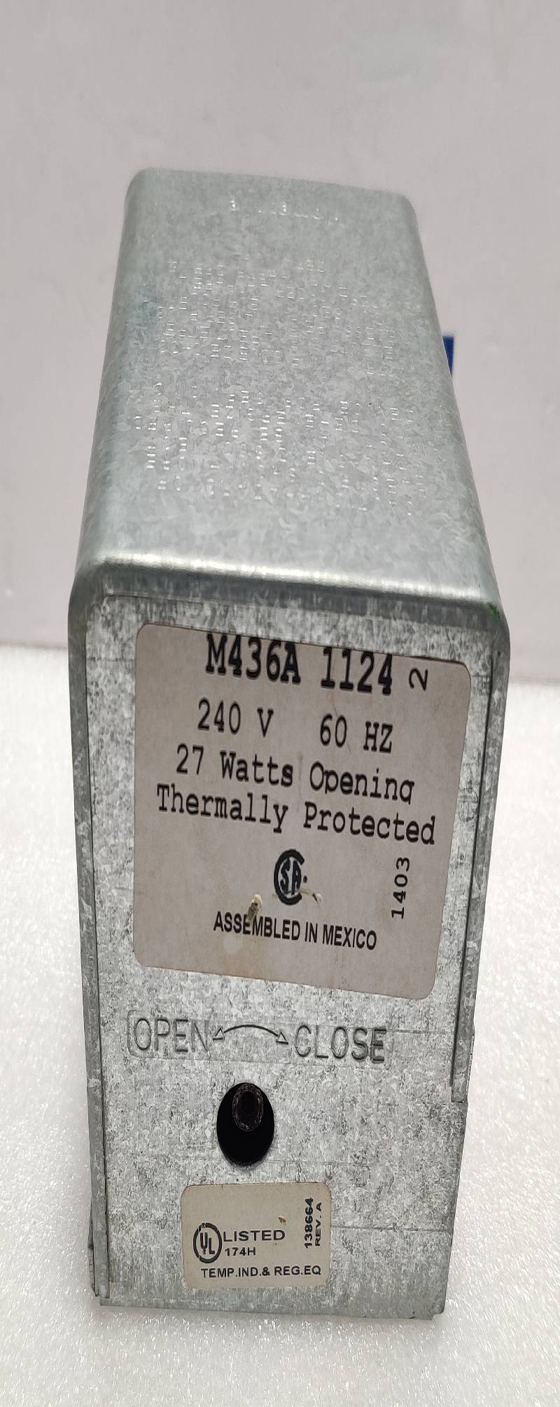 Honeywell M436A 1124 Damper Motor 240V 60Hz 27 Watts