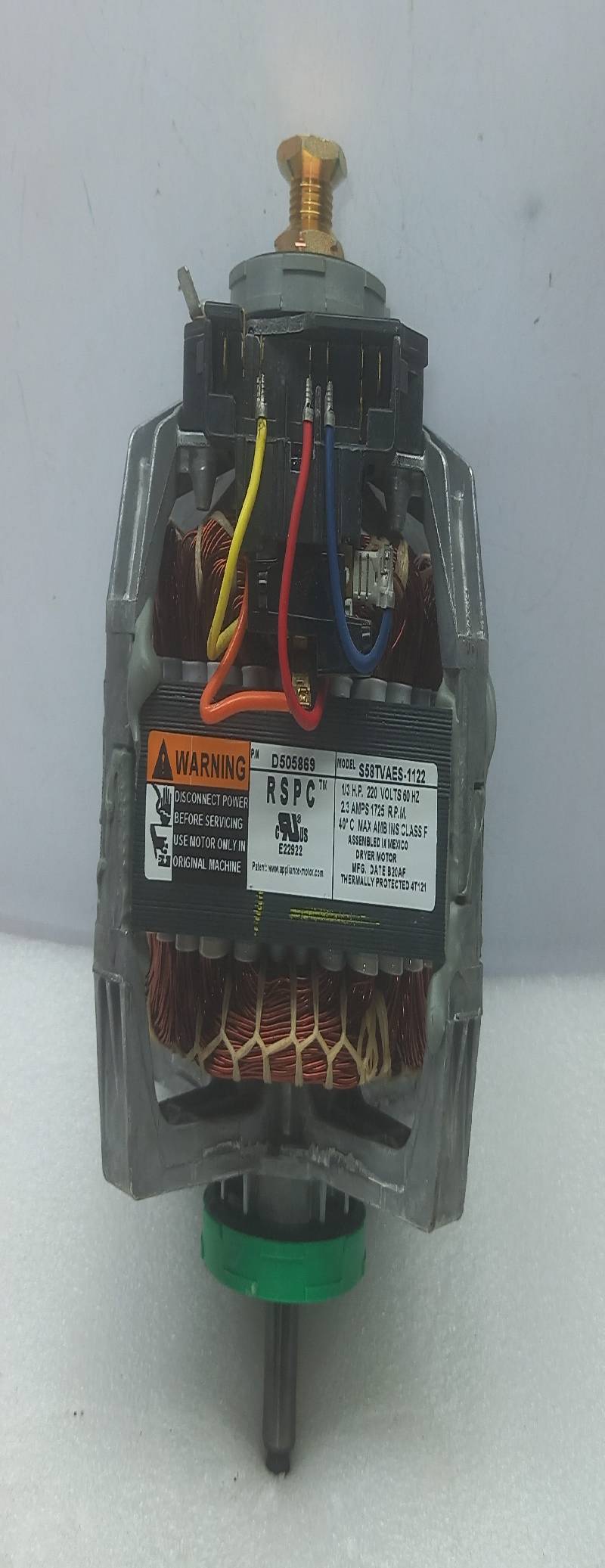Alliance Laundry D505869 Dryer Motor Model: S58TVAES-1122 1/3HP 220V 60Hz