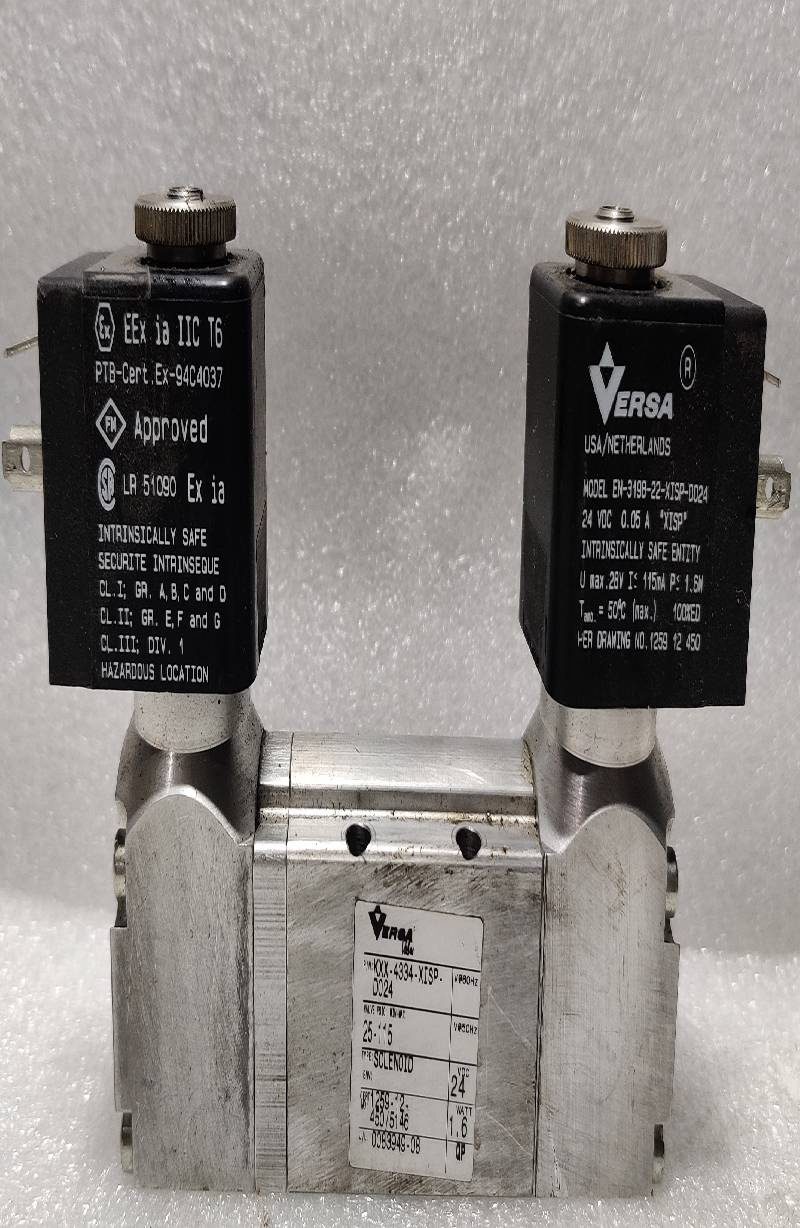 Versa KXX-4334-XISP-D024 Position Solenoid Valve 50-60Hz 24VDC 