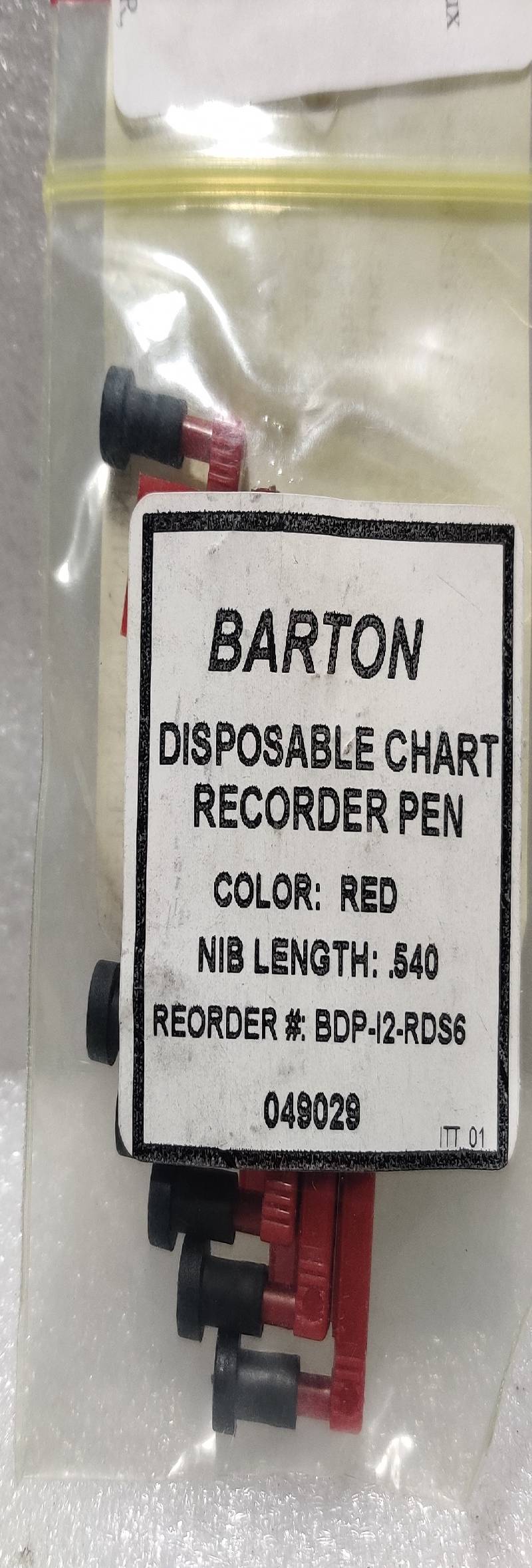 Barton Disposable Chart Recorder Pen Cameron Iron Works 9A-BDP-I-2-RD-S-6 10PCs In Lot