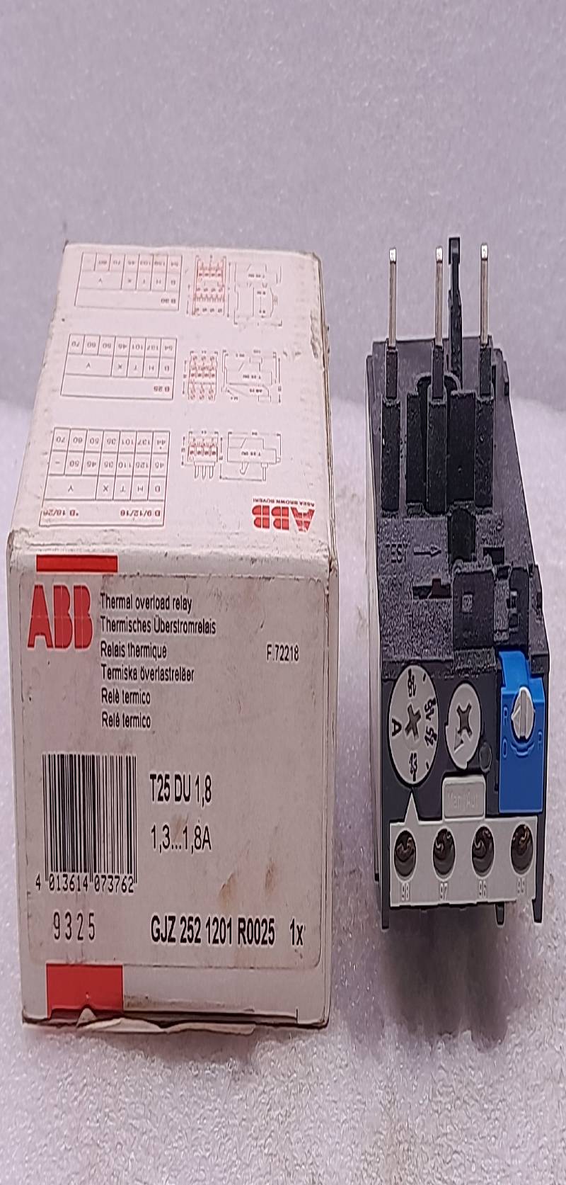 ABB T25DU Thermal Overload Relay 1.3-1.8A