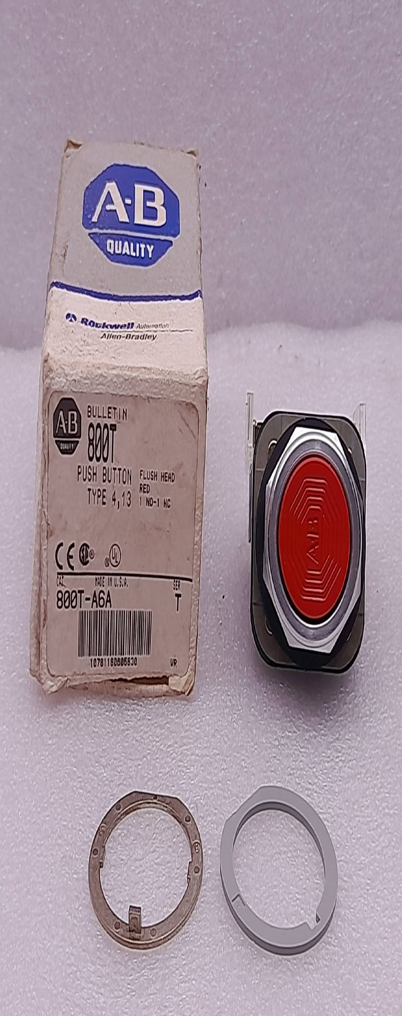 ALLEN BRADLEY 800T-A6A SER T PUSH BUTTON RED HEAD FLUSH