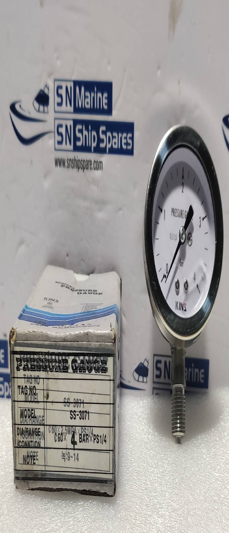 KINS SS-3071 SPECIAL PRSSURE GAUGE 0 TO 4 BAR PS1/4