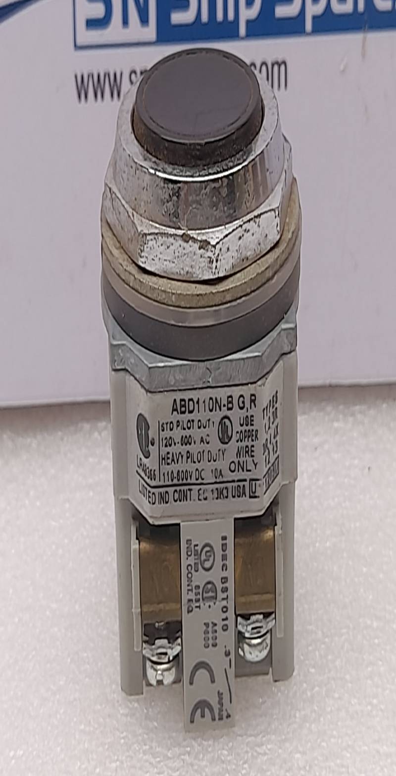 IDEC ABD110N-B G.R BLACK PUSH BUTTON 120-600V AC 110-600V DC 10A