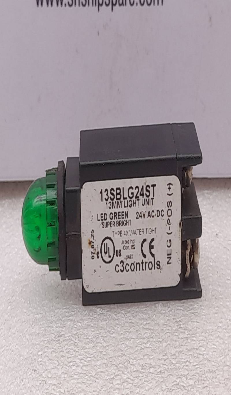 C3CONTROLS 13SBLG24ST 13MM LIGHT UNIT GREEN LED 24V AC/DC