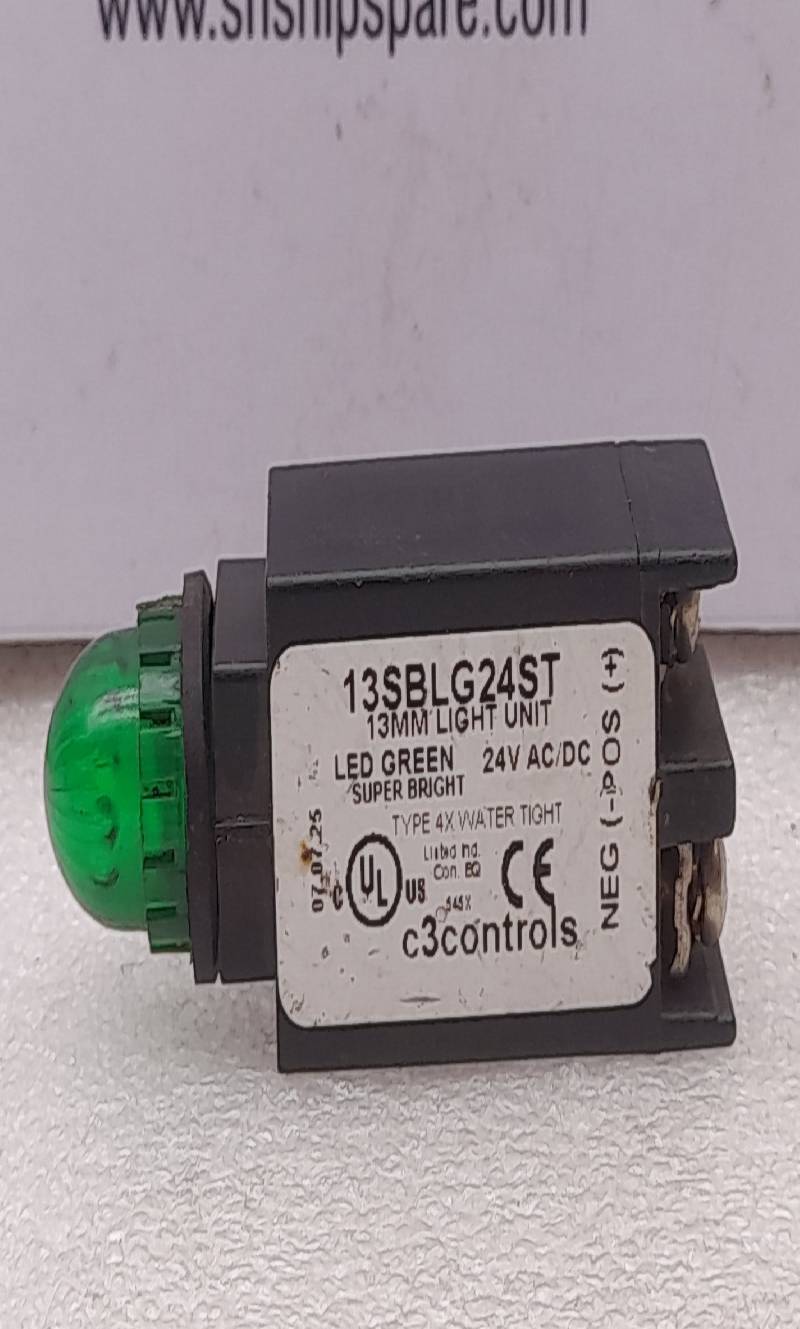 C3CONTROLS 13SBLG24ST 13MM LIGHT UNIT GREEN LED 24V AC/DC