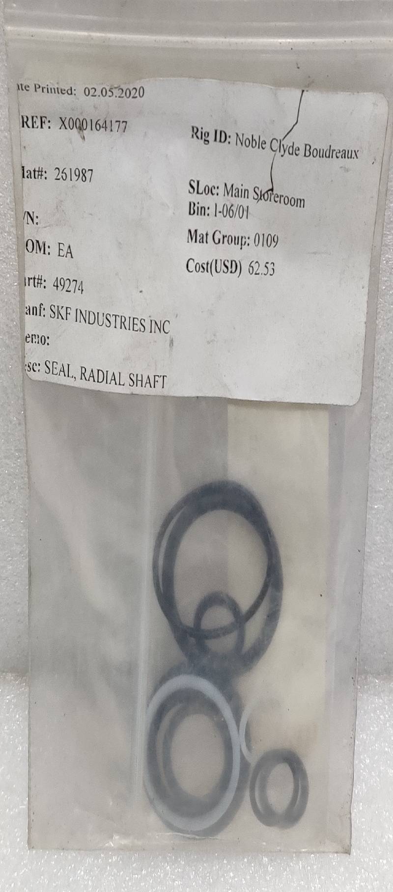 SKF INDUSTRIES INC 49274 SEAL RADIAL SHAFT