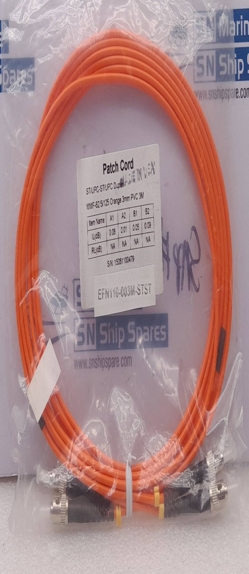 Black Box EFN110-003M-STST Duplex MMF-62.5/125 Orange 3mm PVC 3M 