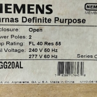 Siemens 45GG20AL Contactor Furnas Definite Purpose Series C 240V 50Hz 277V 60Hz